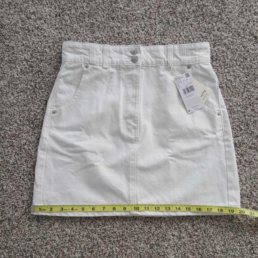 NEW MANGO Denim Skirt Pocket White Size M 100% cotton - Picture 14 of 16